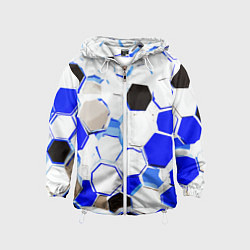 Детская ветровка Чёрно-синие шестиугольники на белом фоне