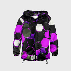 Детская ветровка Розово-белые шестиугольники на чёрном фоне