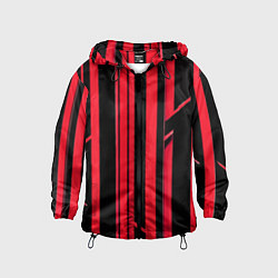 Детская ветровка Толстые красные полосы на чёрном фоне