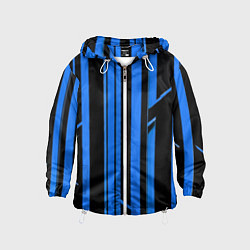 Детская ветровка Толстые синие полосы на чёрном фоне