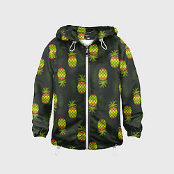 Ветровка с капюшоном детская Ананасовый паттерн, цвет: 3D-белый