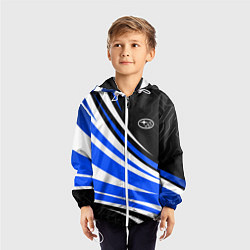Ветровка с капюшоном детская Субару - бело-синий, цвет: 3D-белый — фото 2