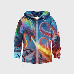 Детская ветровка Огнедышащий дракон против осьминога - нейроарт фан