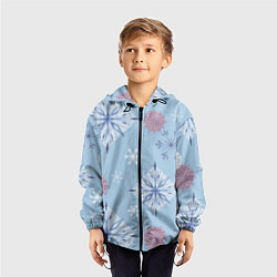 Ветровка с капюшоном детская Снежинки Эльзы, цвет: 3D-черный — фото 2