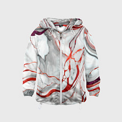 Детская ветровка Красно-белый мрамор