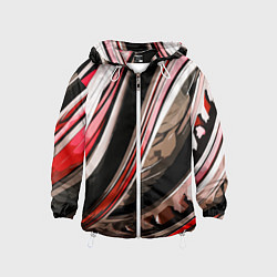 Детская ветровка Волнистая чёрно-красная абстракция