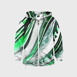Детская ветровка Волнистая бело-зелёная абстракция
