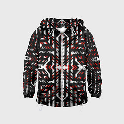 Детская ветровка Чёрно-красные диагональные полосы на белом фоне