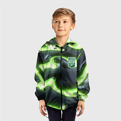 Ветровка с капюшоном детская Зеленый неоновый камуфляж, цвет: 3D-черный — фото 2