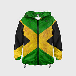 Ветровка с капюшоном детская Jamaica flag, цвет: 3D-черный