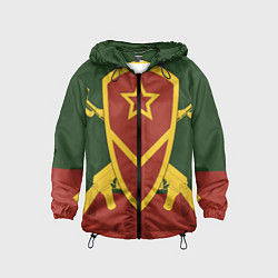 Ветровка с капюшоном детская Мотострелковые войска: герб со щитом, цвет: 3D-черный