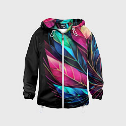 Детская ветровка Букет из цветных перьев - неон