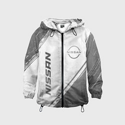 Ветровка с капюшоном детская Nissan - white gradient вертикально, цвет: 3D-черный