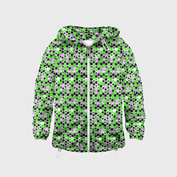 Детская ветровка Киберпанк шестиугольники зелёные