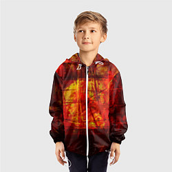 Ветровка с капюшоном детская Абстракция - red grunge tear, цвет: 3D-белый — фото 2