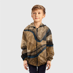 Ветровка с капюшоном детская Песочная абстракция, цвет: 3D-черный — фото 2