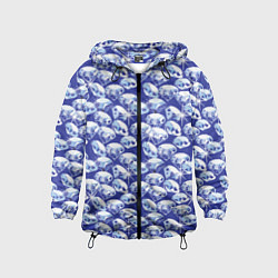 Ветровка с капюшоном детская Голубые бриллианты, цвет: 3D-черный