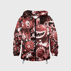 Ветровка с капюшоном детская Растения против зомби в красном цвете, цвет: 3D-черный
