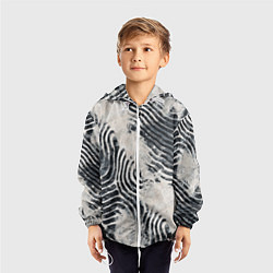 Ветровка с капюшоном детская Текстура гранж - абстрактные линии, цвет: 3D-белый — фото 2