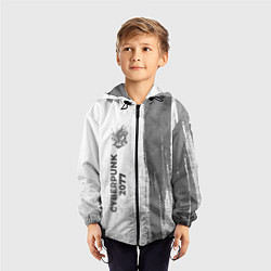 Ветровка с капюшоном детская Cyberpunk 2077 - white gradient по-вертикали, цвет: 3D-черный — фото 2