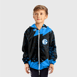 Ветровка с капюшоном детская Schalke 04 fc blue color, цвет: 3D-белый — фото 2