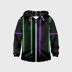 Ветровка с капюшоном детская Neon stripes, цвет: 3D-белый