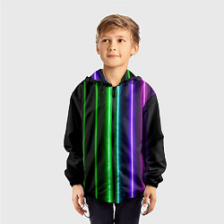 Ветровка с капюшоном детская Neon lines, цвет: 3D-черный — фото 2