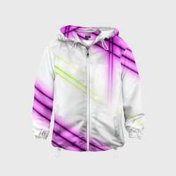 Ветровка с капюшоном детская Green white pink line, цвет: 3D-белый