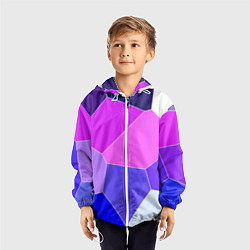 Ветровка с капюшоном детская Сине-розовый крупные фрагменты, цвет: 3D-белый — фото 2
