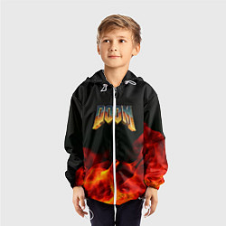 Ветровка с капюшоном детская Doom огненная текстура, цвет: 3D-белый — фото 2