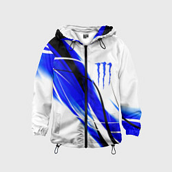 Ветровка с капюшоном детская Monster energy линии абстракции, цвет: 3D-черный