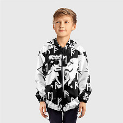 Ветровка с капюшоном детская Doom символы краски, цвет: 3D-черный — фото 2