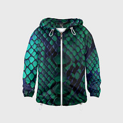 Ветровка с капюшоном детская Бирюзовая змеиная кожа, цвет: 3D-белый