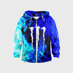 Ветровка с капюшоном детская Monster energy синий дым, цвет: 3D-белый