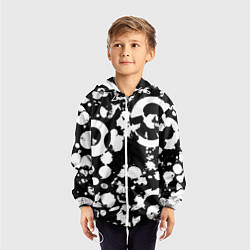 Ветровка с капюшоном детская Модная чб абстракция - нейроарт, цвет: 3D-белый — фото 2