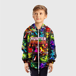 Ветровка с капюшоном детская Hunter x hunter neon anime, цвет: 3D-белый — фото 2