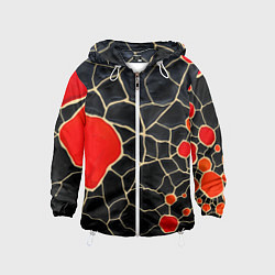 Детская ветровка Красная абстракция на черном лаке