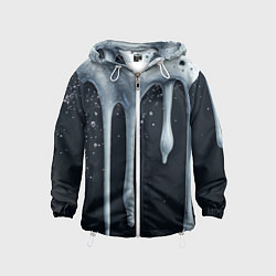 Ветровка с капюшоном детская Белая объемная слизь текстура, цвет: 3D-белый