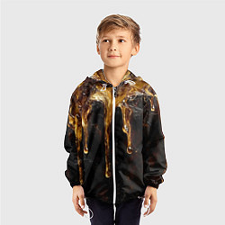 Ветровка с капюшоном детская Стекающий мед - текстура, цвет: 3D-белый — фото 2
