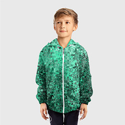 Ветровка с капюшоном детская Бирюзовый аквамарин абстрактная текстура, цвет: 3D-белый — фото 2