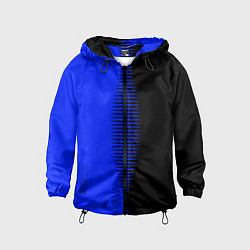 Ветровка с капюшоном детская Чёрно-синий пополам с переходом, цвет: 3D-черный