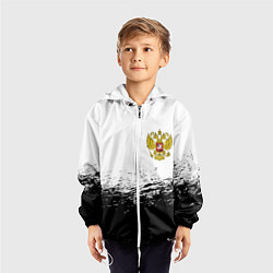 Ветровка с капюшоном детская Россия черно белые краски, цвет: 3D-белый — фото 2