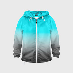 Ветровка с капюшоном детская Серо-голубой светлый градиент, цвет: 3D-белый