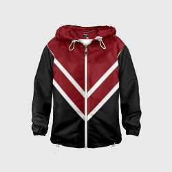 Детская ветровка Красный с чёрным и белые полосы