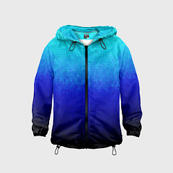 Ветровка с капюшоном детская Градиент мозаика из голубого в чёрный, цвет: 3D-черный