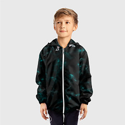 Ветровка с капюшоном детская Color black turquoise, цвет: 3D-белый — фото 2