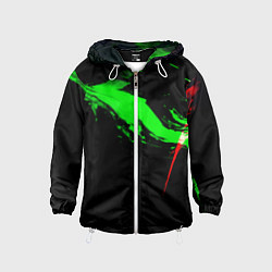 Ветровка с капюшоном детская Color black green red, цвет: 3D-белый