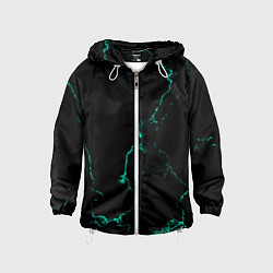 Ветровка с капюшоном детская Color black turquoise, цвет: 3D-белый