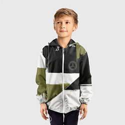 Ветровка с капюшоном детская Merсedes Benz логотип, цвет: 3D-белый — фото 2