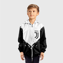 Ветровка с капюшоном детская Juventus geometry black, цвет: 3D-белый — фото 2